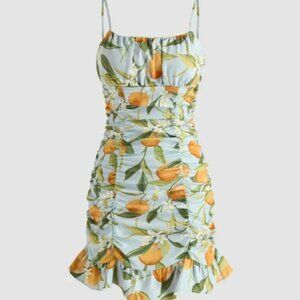 Blue Cider Harvest Lemon Fruit Corset Cami Dress